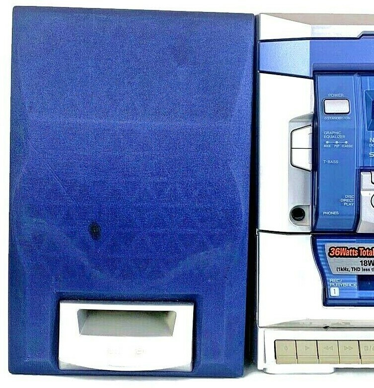 Aiwa CX-NAJ100C Blue and Silver Audio System 3 CD/ Radio/ AUX