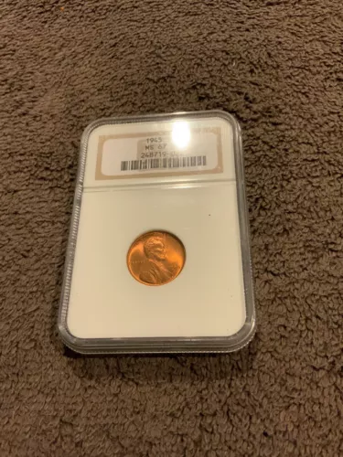 1945 S LINCOLN CENT NGC 67 RED
