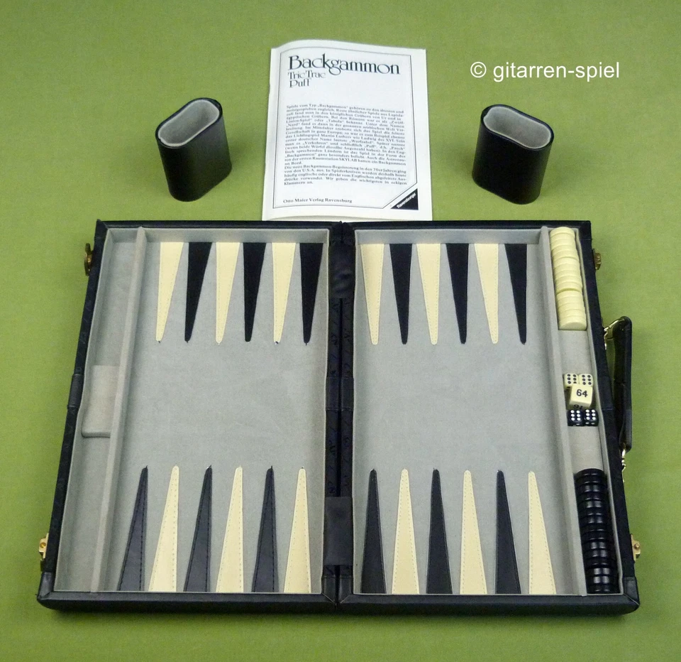 Edler schwarzer Backgammon-Koffer - Komplett 1A Top! 33 cm - Ravensburger  ©1985 - Bild 2 von 4