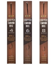 ESP CARP FISHING GRIPPER COMBI RIG in BARBED OR BARBLESS - GREEN or BROWN