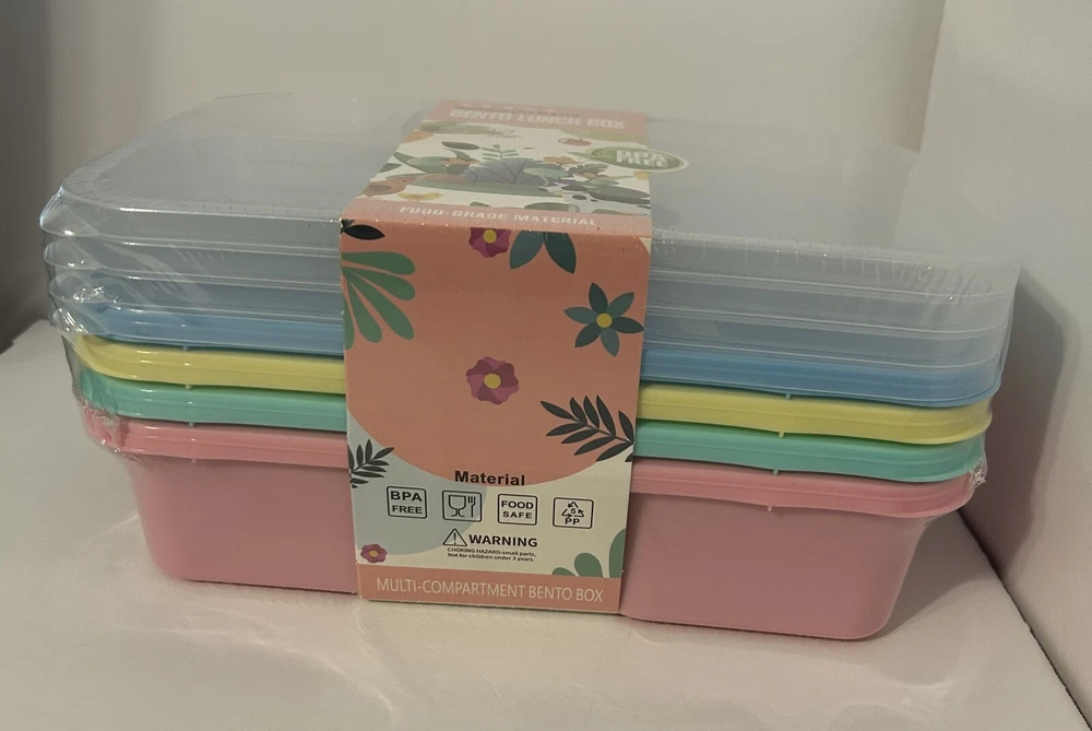 Bento Box Adult Lunch Box 4 Pack 5 Compartment Meal Prep Container Reusable
