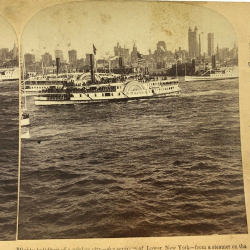 Skyscrapers of Lower New York From Steamer On North River Stereoview M002 - Picture 3 of 6