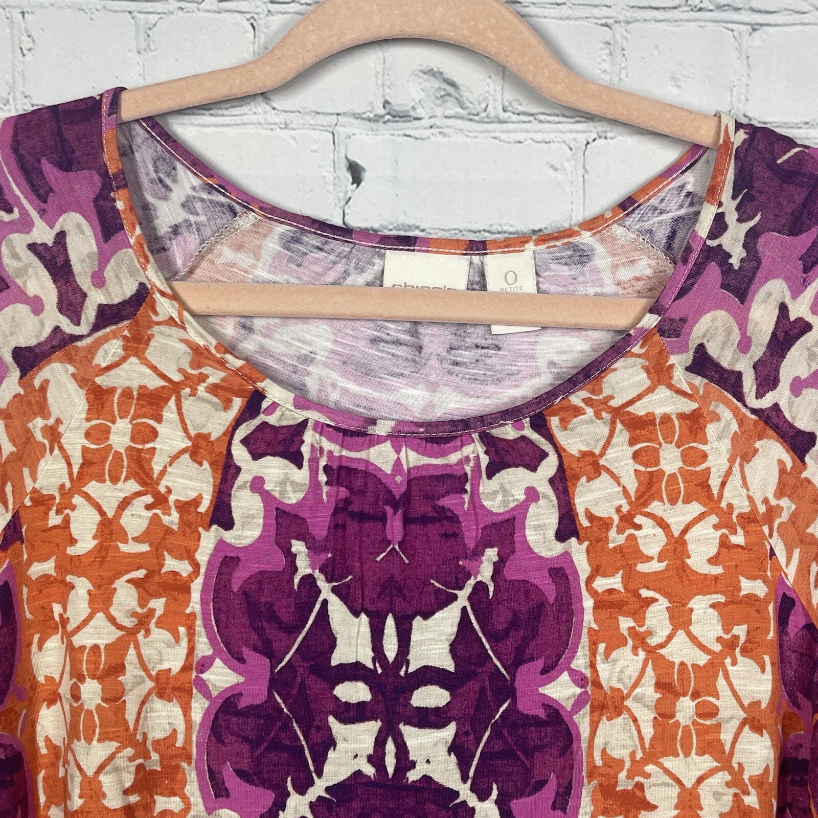 Chicos Blouse Size 0 US Small Patchwork Boho Abst… - image 4