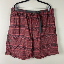 LL Bean Swim Trunks Mens XL Belted Swimwear Geometric Black Terra Cotta Pockets