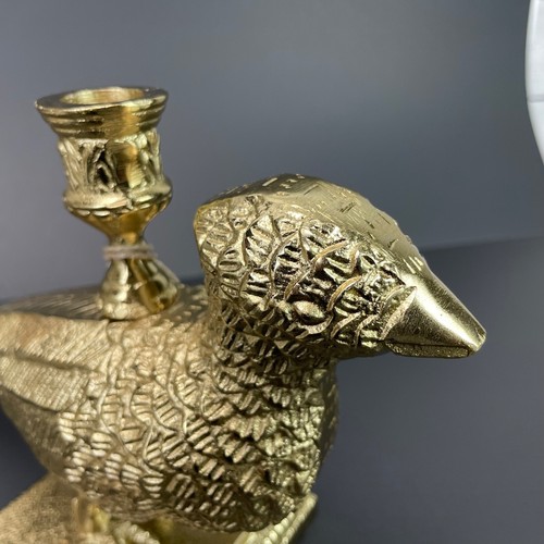 Candelabro de faisán de latón cónico candelabro pájaro - Imagen 7 de 11