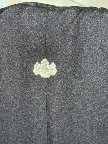 Kimono Tomesode japonés vintage poliéster negro Phoenix Familycrest altura 64 pulgadas - Imagen 5 de 23