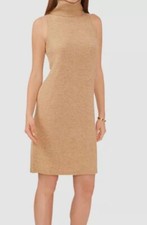 MSK Women Beige Heavy Pullover Sleeveless Knit Turtleneck Sweater Dress Sz L
