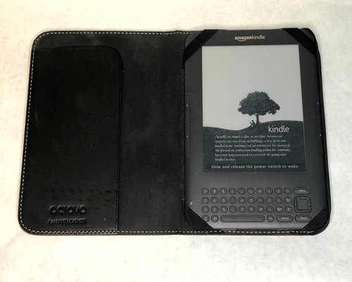 Kindle Keyboard 3rd Generation Model D00901 New Battery - Leather Case Bundle