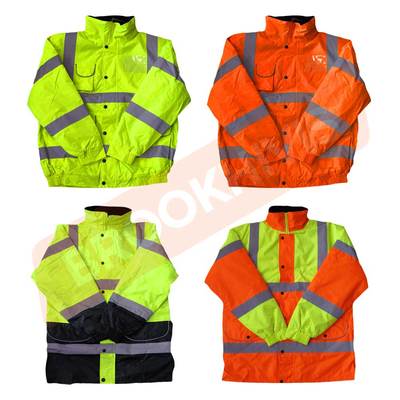 HIGH VISIBILITY HI VIZ VIS JACKET BOMBER PARKA COAT REFLECTIVE SAFETY ...
