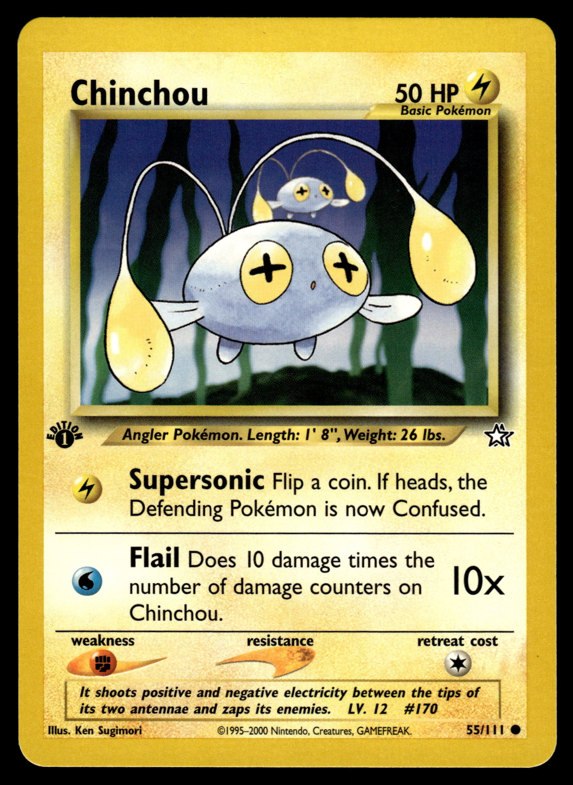 First Edition Chinchou #055/111 Neo Genesis Pokemon Near Mint or Better