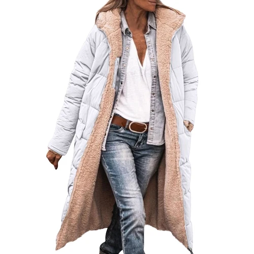 Damen Winter Lange Mäntel Trendy Jacke Sherpa Fleece Gefüttert Daunenmantel - Bild 80 von 97