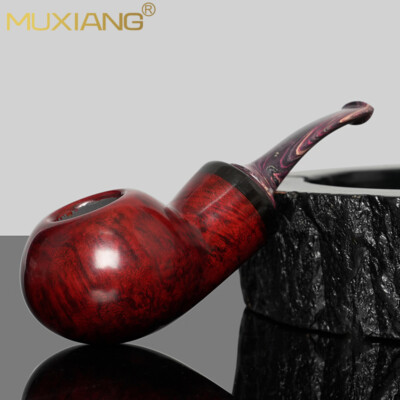 MUXIANG Smooth Briar Tomato Pipe Handmade Wooden Tobacco Smoking Pipe Ebonite