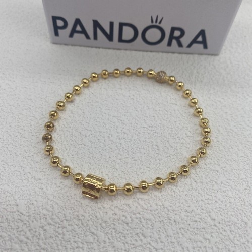 NEU VERPACKT Original PANDORA 14k Gold Plated Beads & Pave Armband 20cm ALE - Bild 2 von 5