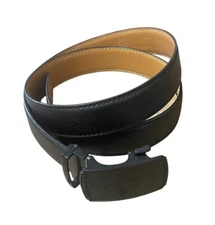 NEW Bulliant Belt Mens Adjustable Size 28-38 Black Buckle Leather Holeless