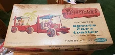 NEW 1961 REMCO THE FLINTSTONES MOTORIZED SPORTS CAR & TRAILER BOXED see descript