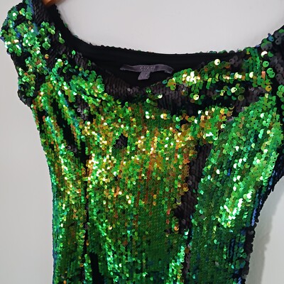 Guess Dress Colorchange Sequin Mini Cocktail Prom Party Iridescent Green  Black 0 | eBay