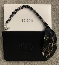 DIOR Clutch Crossbody black Chain Evening Bag cosmetic makeup pouch trousse NEW
