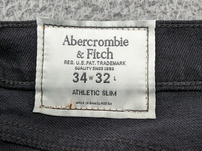 Abercrombie & Fitch Jeans Mens 34W 32L Black Athletic Slim Fit 
