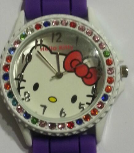Hello Kitty Watch Silver Crystal Bezel Kitty Charms Red Leather Strap Bl… Hello Kitty Watch Silver Crystal Bezel Kitty Charms Red  main image 4