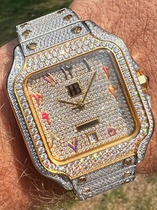 Authentic Celestial Harmony Timekeeper 14K Gold- Plated Dual- Tone Cz Arabic Dial Watch