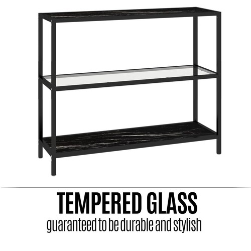 Shelf Bookshelf Display Shelving Storage Black & Transparent Glass Marble vidaXL - Picture 5 of 11