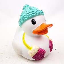 Infantino Christmas Holiday Rubber Duck Bath Toy Squeaky Winter Hat  Mittens
