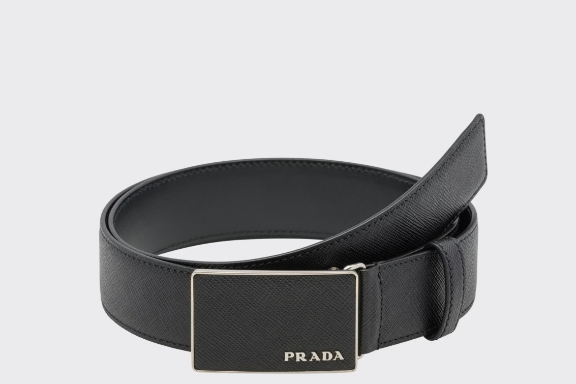 AUTHENTIC PRADA black leather belt men new SIZE 100 | eBay