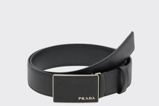 AUTHENTIC PRADA black leather belt men new SIZE 100