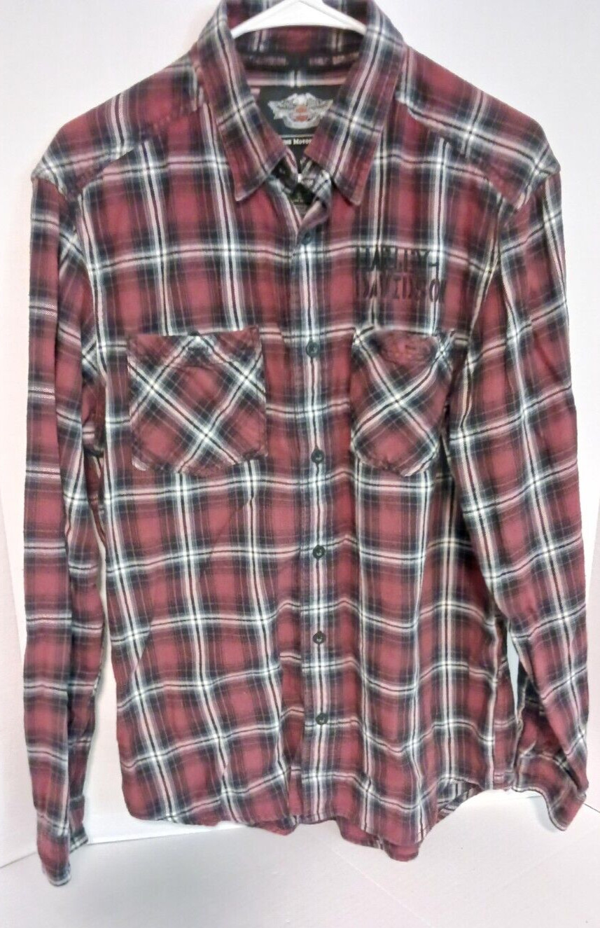 Authentic Harley Davidson Button Long Sleeve Flan… - image 1