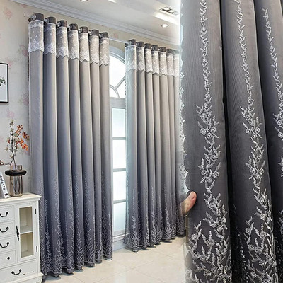 Elegant Double Layer Gradient Coral Tree Curtains for Living Room & Bedroom 54x9