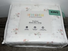Everyday by Martha Stewart King 6 Pc Sheet Set White Pink Purple Floral