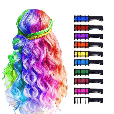 10 Color Hair Chalk for Girls - Hair Chalk Comb Kids Temporary Hair Color Dye -