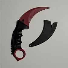 Red Karambit Knife Stainless Steel Blade Plastic Handle Full Tang w/ Sheath