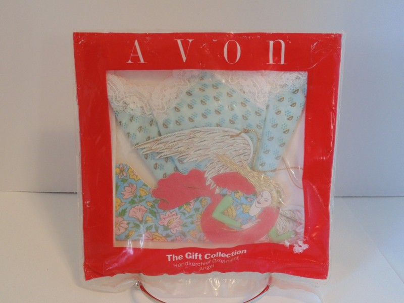 Vintage Avon Handkerchief Hankie Angel Christmas Ornament New Sealed