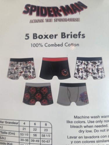 Marvel Spider-Man Soft Cotton Boxer Briefs Underwear 5 Pack Sz 8 NEW - Picture 4 of 6
