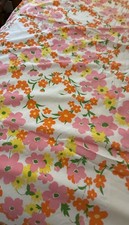 VTG Bright 60 s-70 s Flower Power Duvet Cover Orange Pink Yellow Daisies/White