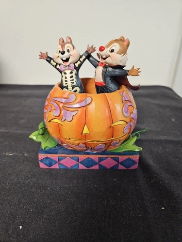 RARE Disney Traditions Tiny Tricksters Chip And Dale Halloween Pumpkin Jim Shore