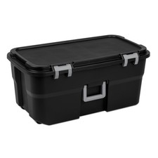 22 Gallon Large Wheeled Footlocker, Heavy Duty Plastic Storage Trunk Container
