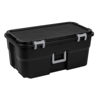 22 Gallon Large Wheeled Footlocker, Heavy Duty Plastic Storage Trunk Container