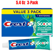 Crest + Scope Whitening Toothpaste Anticavity Fluoride Toothpaste 3-Pack 5.4 Oz 0.86 per gallon