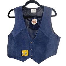 Looney Tunes Tweety Bird Vintage 90s Y2K Blue Suede Snap Front Vest NOS Size M/L