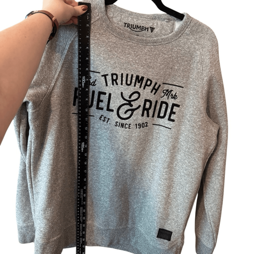 Triumph Motorcycles- Men’s Grey Crew Neck DERMONT Logo Sweatshirt Size Large - Picture 9 of 14