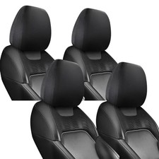 Car Head Rest Cover Kit, 9.84In x 11.02In Stretchable Vehicle 4 PCS Black