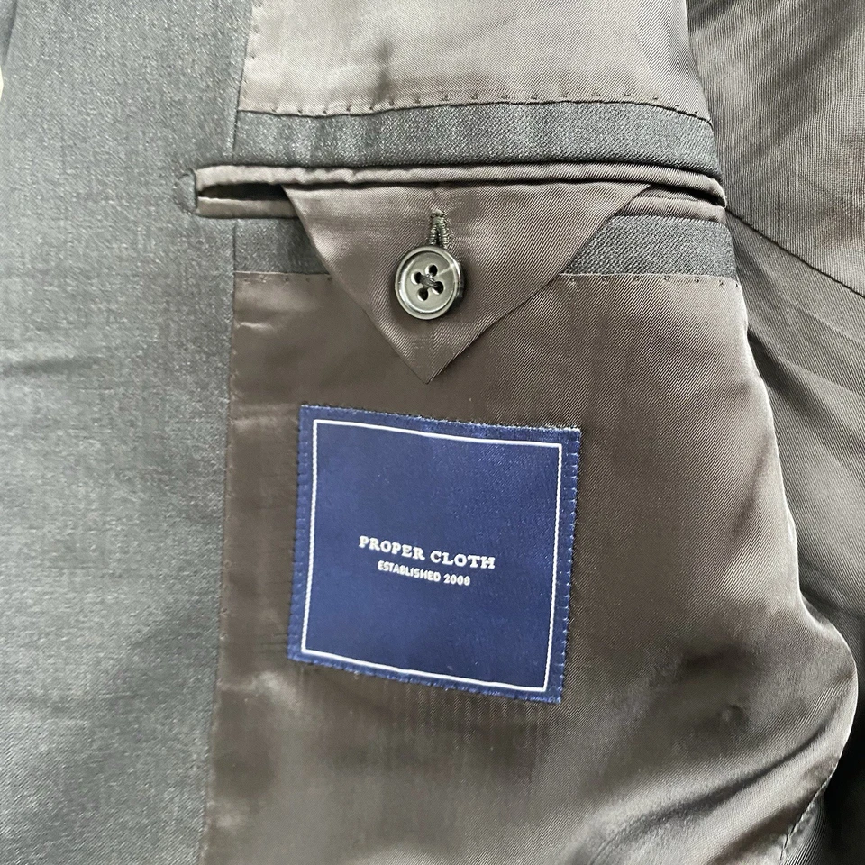 Blazer de tela adecuado para hombre 40R abrigo deportivo de lana carbón chaqueta puño de cirujano Foto 4 de 4