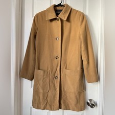 Pendleton vintage Wool Cashmere Classic Tan Camel Pea Coat jacket Size 10