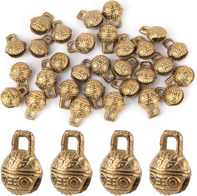 , 30 Pack Vintage Brass Bells Mini Jingle Bell DIY Craft 11Mm Small Tibetan for
