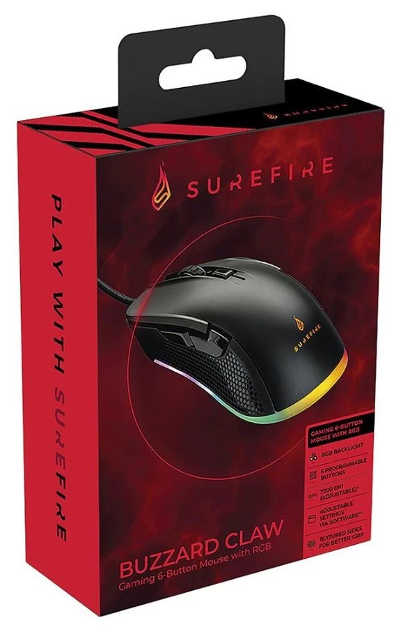 SUREFIRE - Buzzard Claw Tetikus Permainan 6 Butang RGB, Hitam - Image 4 of 4