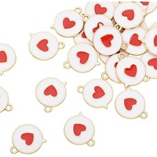 Pack of 80 Red Heart Message Enamel Charms Gold Plated Colored Pendant