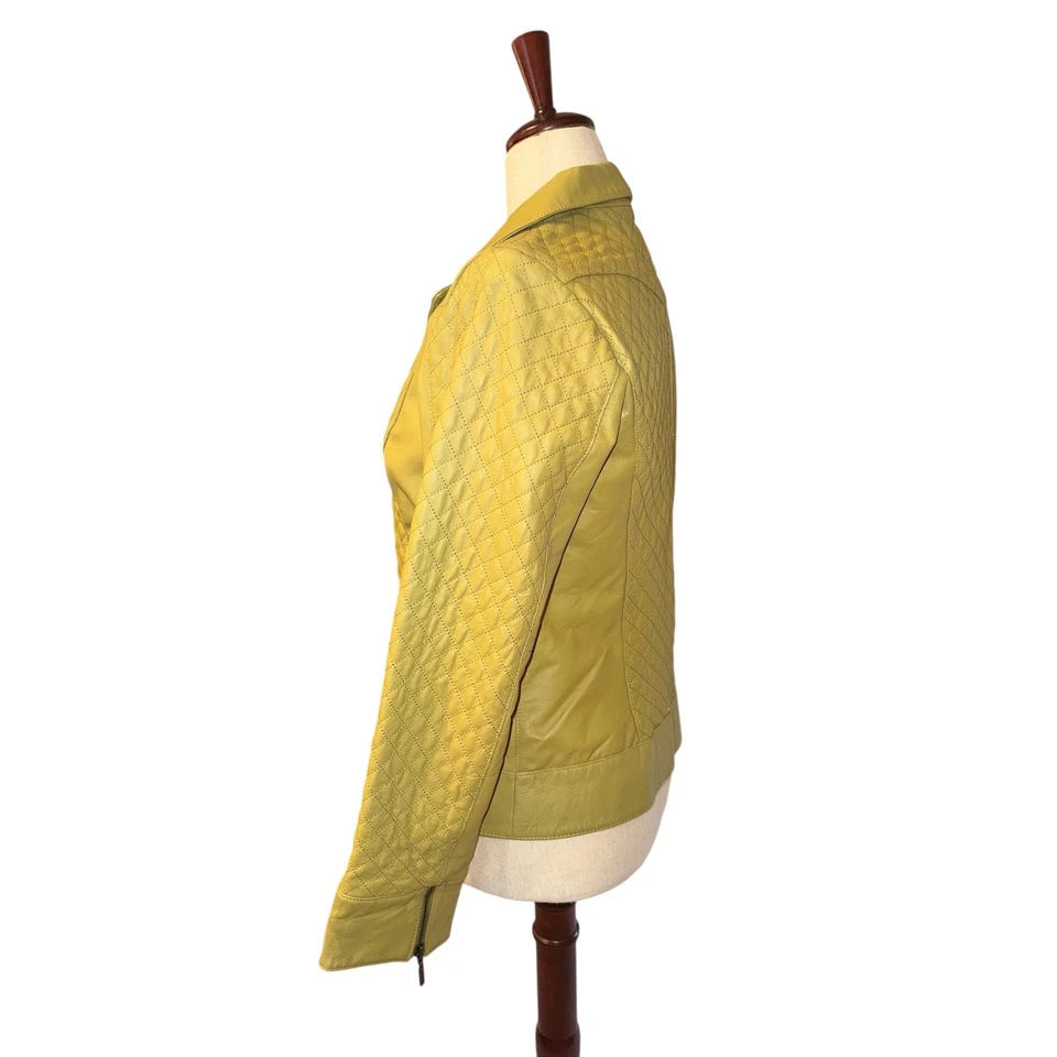 Bradley Bayou | Green Quilted Genuine Leather Jacket | Women's Size S - Image 4 of 4