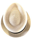 Men's Ivory Straw Traveler Hat Woven Black Ribbon Band Fedora One Size — photo 6